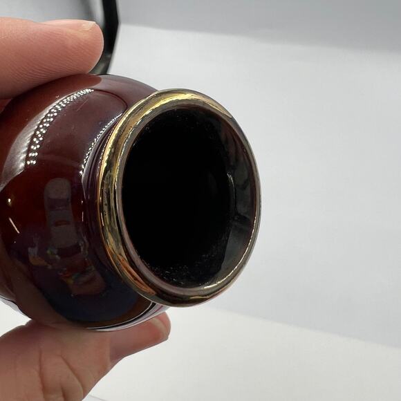 Vintage Miniature Peacock Japanese Vase CoBalt Gold Glazed Porcelain Mini Bud - Picture 5 of 11